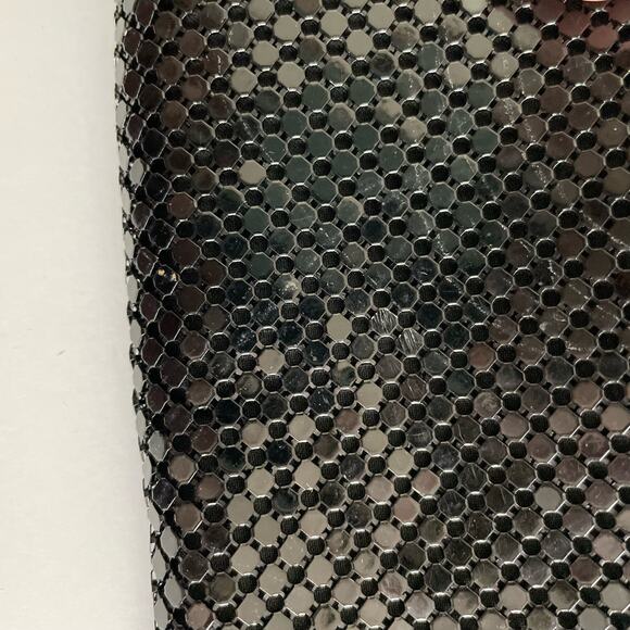 Whiting & Davis Vintage Black Mesh Evening Bag Crystal Faceted Chainmail Clutch - Picture 7 of 13